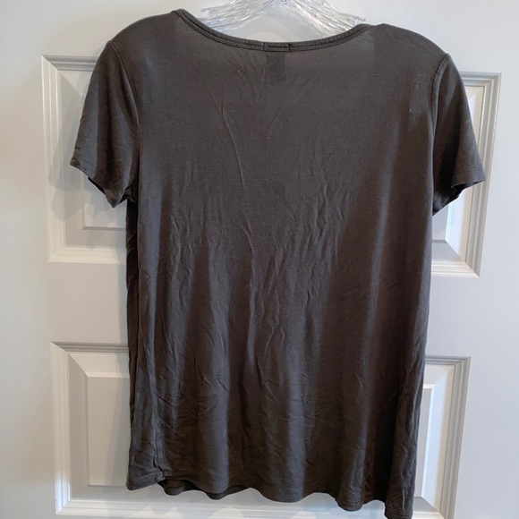 RUE21 Sz S Short Sleeve Henley Tee Olive Stretch Slinky Thin Material Oversized - Picture 7 of 9